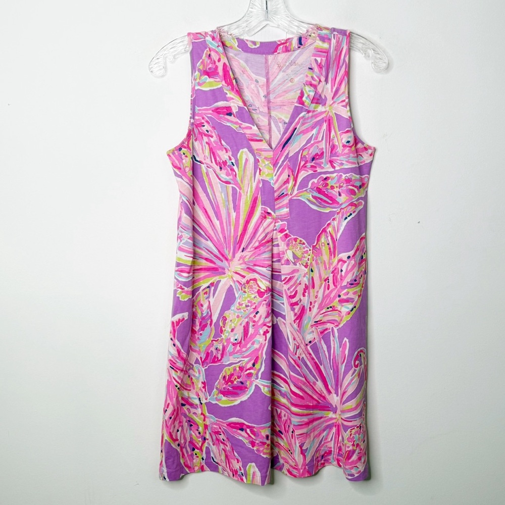 LILLY PULITZER | Amina Pink Purple Floral Print‎ Sleeveless Mini Swing Dress XS - Picture 2 of 5
